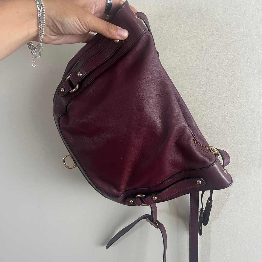 Kooba Burgundy Leather Saddle Bag Flap Crossbody Gold Hardware Convertible Strap - Picture 6 of 6